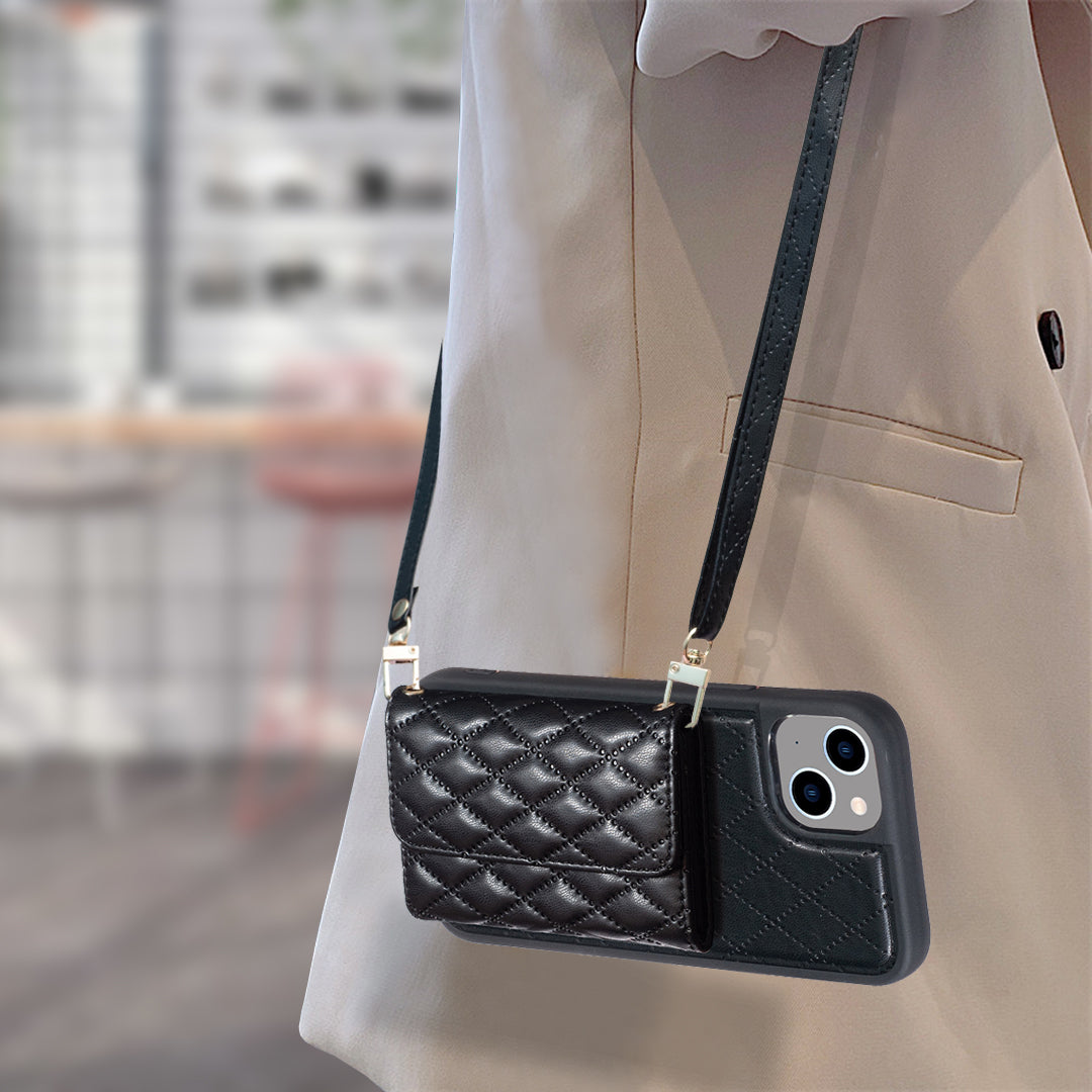 BF23-Style For iPhone 14 Plus Kickstand Phone Shell Horizontal Card Holder PU Leather TPU Phone Case