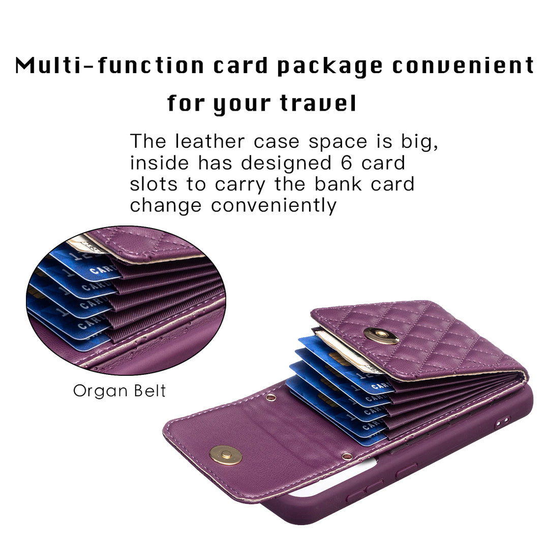 BF22-Style Mobile Phone Cover for Samsung Galaxy S23 PU Leather TPU Phone Case Vertical Card Holder Pouch with Strap