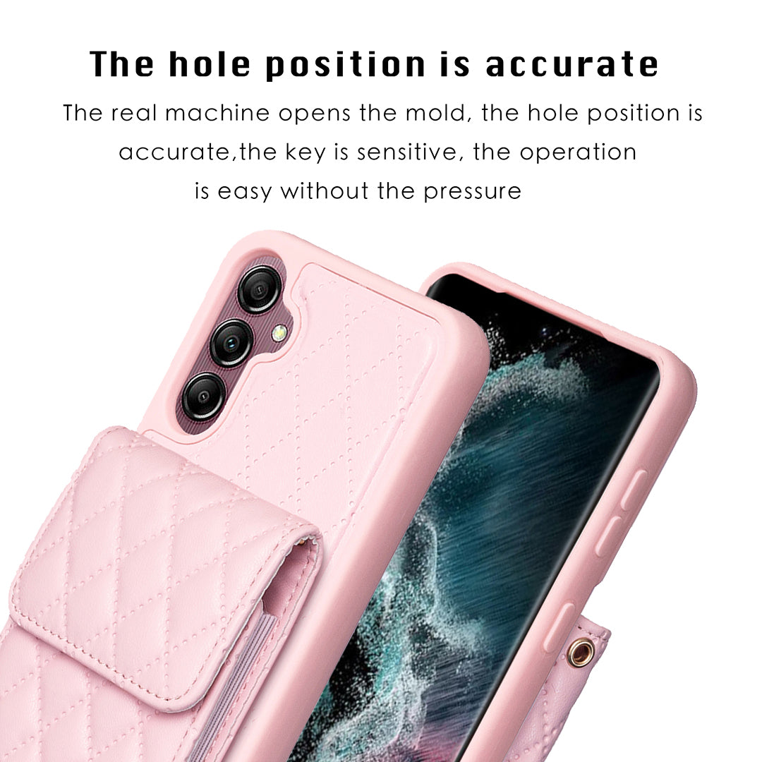 BF22-Style For Samsung Galaxy A14 4G / 5G Anti-Scratch Phone Cover PU Leather TPU Phone Case Vertical Card Holder Pouch with Strap