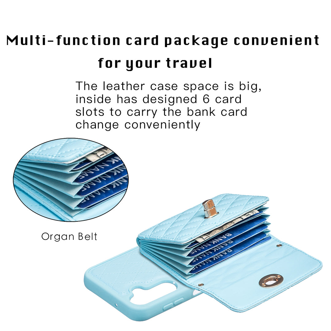 For Samsung Galaxy A14 4G / 5G BF21-Style PU Leather TPU Phone Case Cover Shoulder Phone Pouch with Card Holder