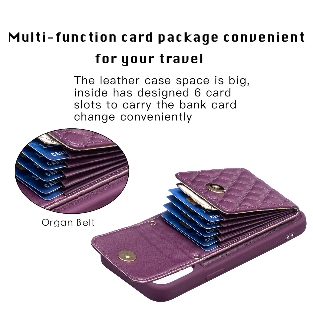 BF20-Style PU Leather TPU Shell for iPhone 14 Pro Max Shockproof Phone Case with Card Holder Strap