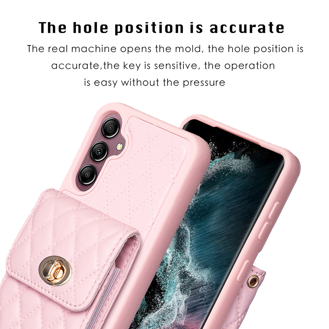 For Samsung Galaxy A14 4G / 5G Case BF20-Style PU Leather TPU Phone Shell with Card Holder Strap