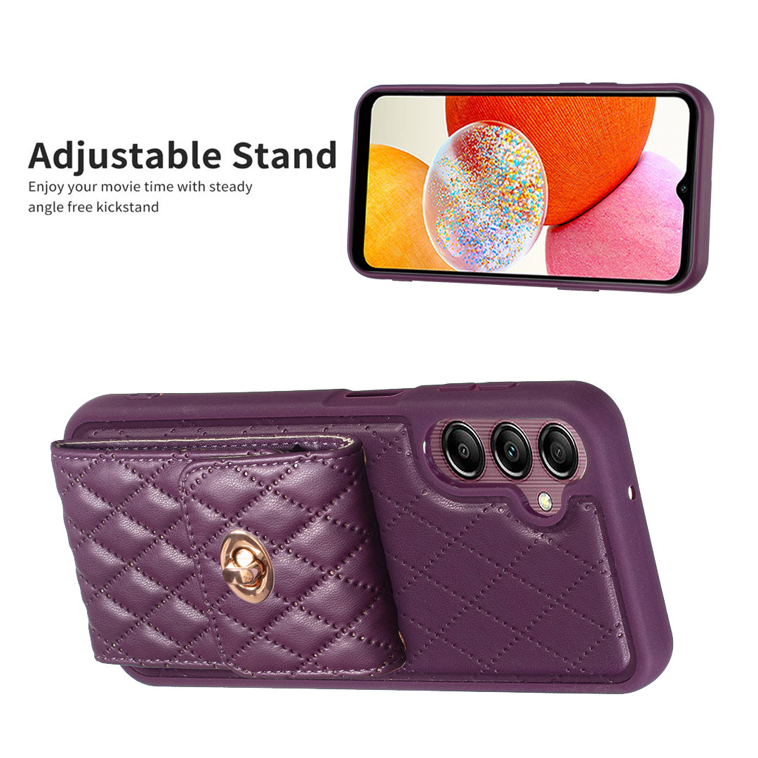For Samsung Galaxy A14 4G / 5G Case BF20-Style PU Leather TPU Phone Shell with Card Holder Strap