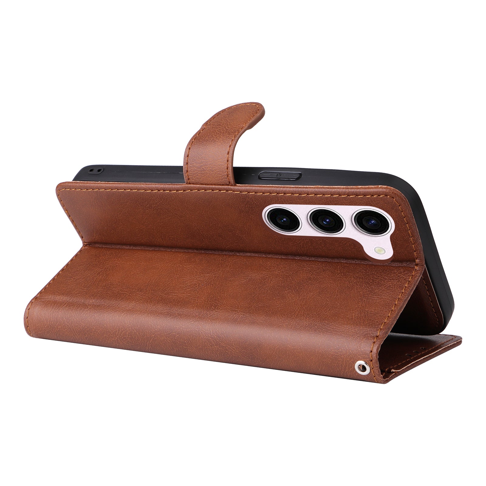 KT Leather Series-3 for Samsung Galaxy S23 Magnetic Detachable PU Leather Case Solid Color Stand Wallet Phone Cover with Strap