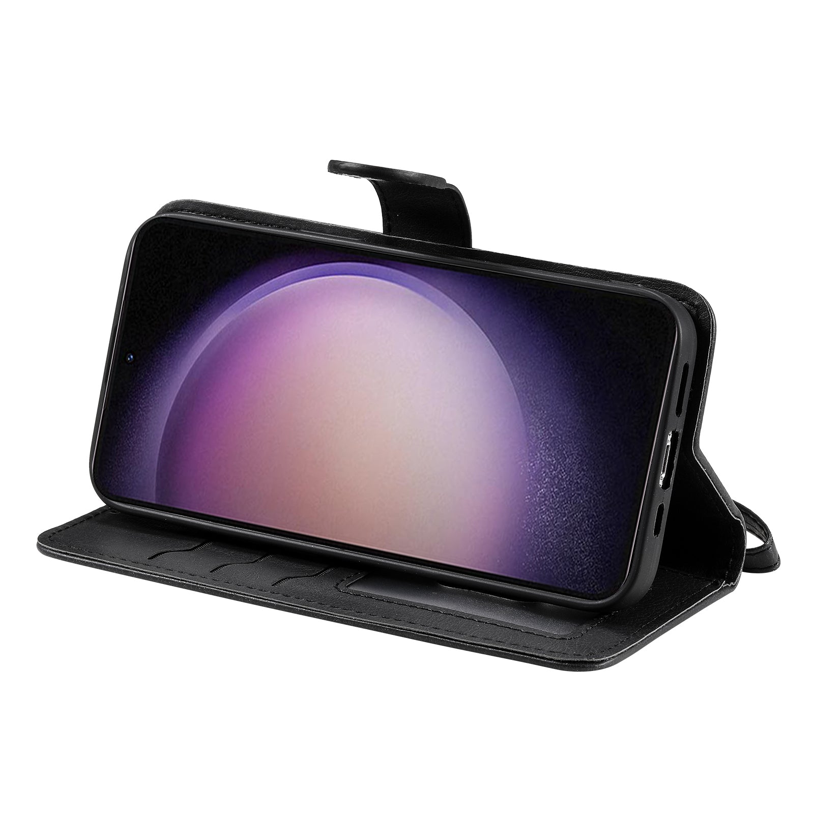 KT Leather Series-3 for Samsung Galaxy S23 Magnetic Detachable PU Leather Case Solid Color Stand Wallet Phone Cover with Strap