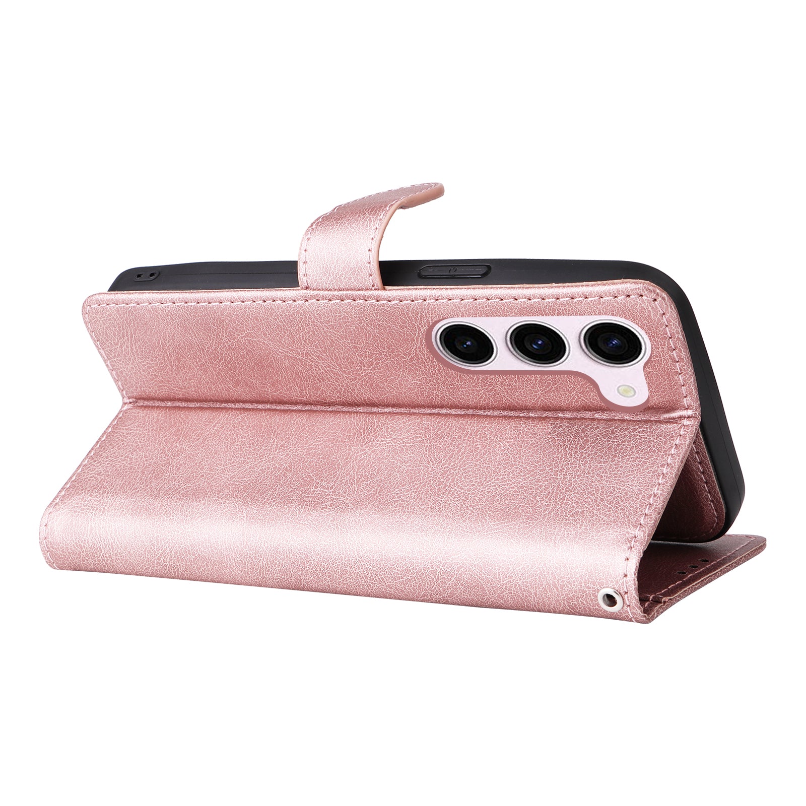 KT Leather Series-3 for Samsung Galaxy S23 Magnetic Detachable PU Leather Phone Case Folding Stand Wallet Protective Cover with Strap