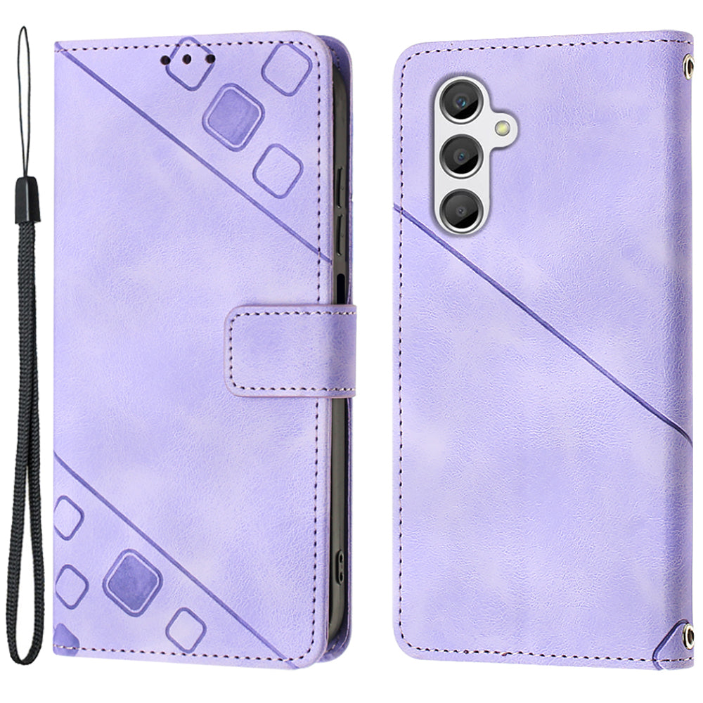 PT005 YB Imprinting Series-6 Phone Case for Samsung Galaxy A24 4G Wallet Stand PU Leather Phone Cover