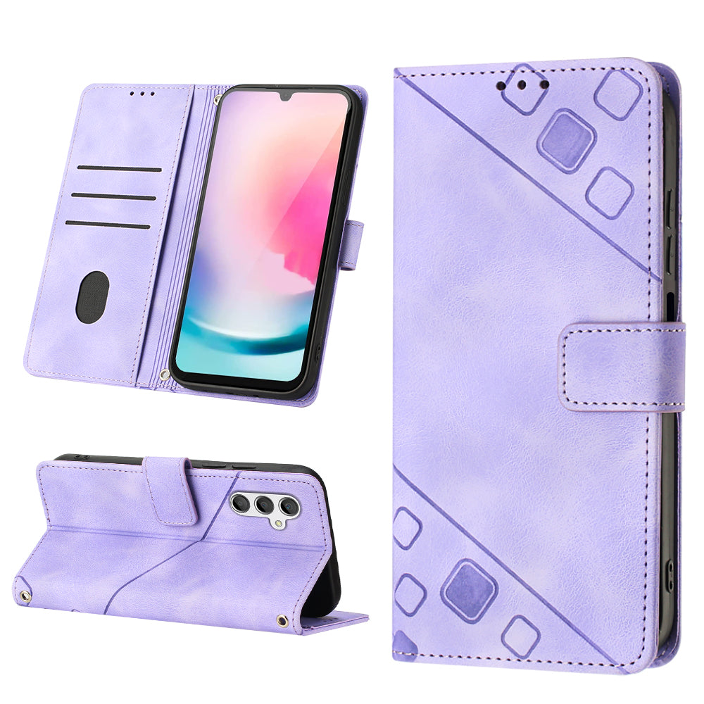 PT005 YB Imprinting Series-6 Phone Case for Samsung Galaxy A24 4G Wallet Stand PU Leather Phone Cover