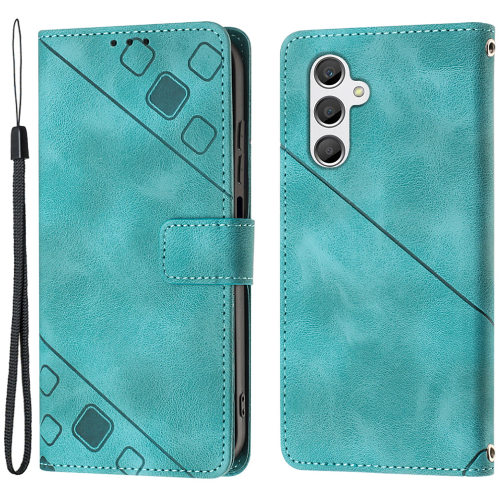 PT005 YB Imprinting Series-6 Phone Case for Samsung Galaxy A24 4G Wallet Stand PU Leather Phone Cover