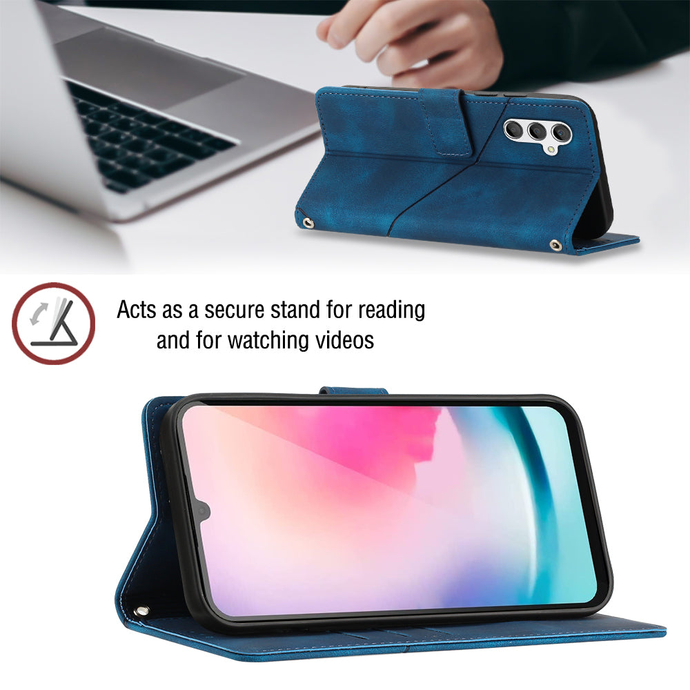 PT005 YB Imprinting Series-6 Phone Case for Samsung Galaxy A24 4G Wallet Stand PU Leather Phone Cover