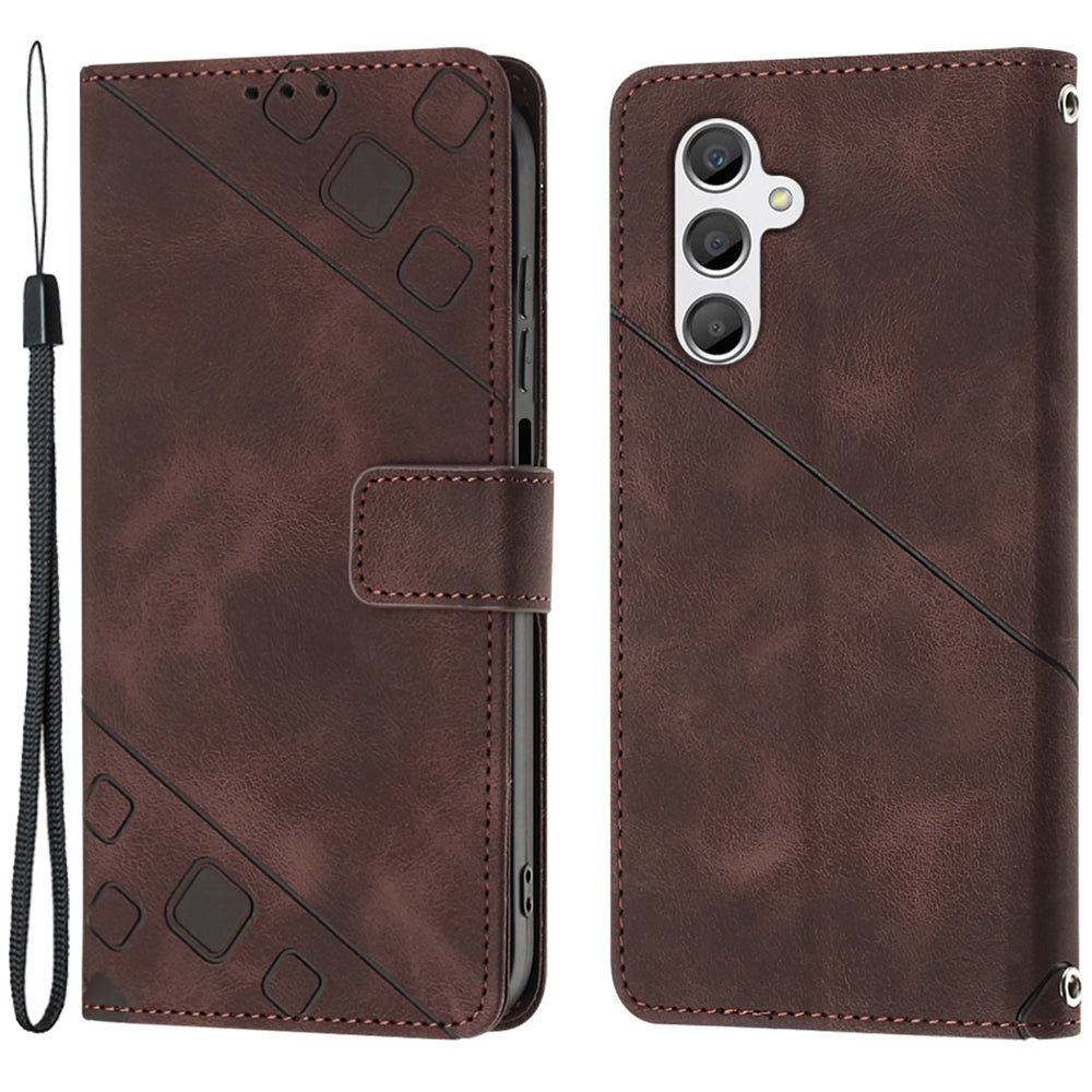 PT005 YB Imprinting Series-6 Phone Case for Samsung Galaxy A24 4G Wallet Stand PU Leather Phone Cover