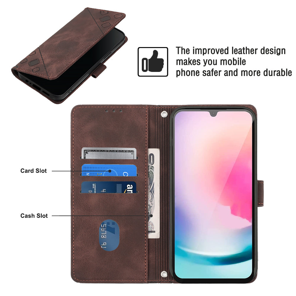 PT005 YB Imprinting Series-6 Phone Case for Samsung Galaxy A24 4G Wallet Stand PU Leather Phone Cover