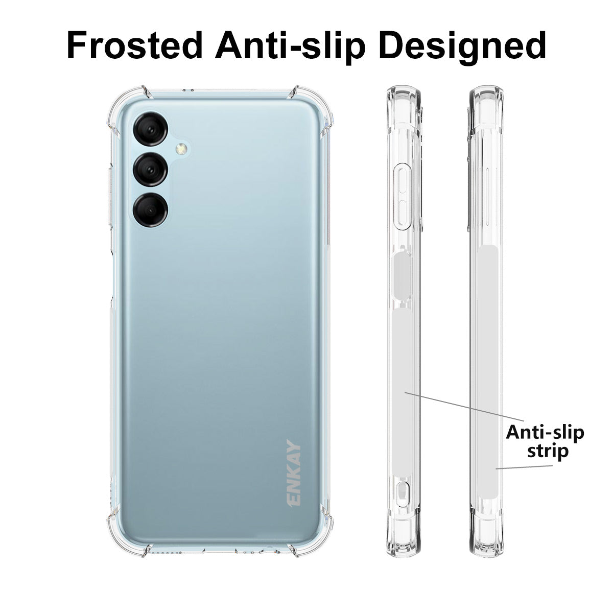 ENKAY HAT PRINCE For Samsung Galaxy M14 5G Anti-slip Strip Edge Phone Case Soft TPU HD Clear Phone Cover