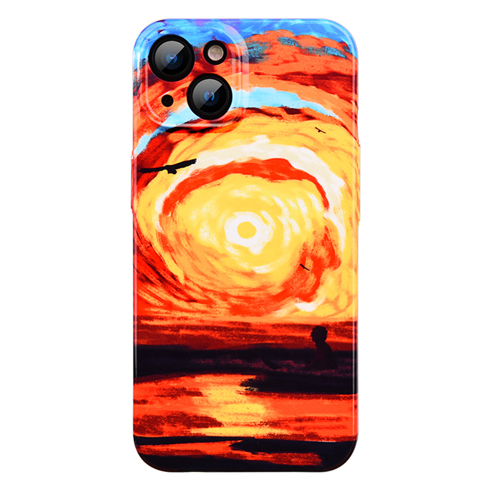 For iPhone 13 Sunset Pattern Printing Phone Case Anti-scratch PC Phone Cover