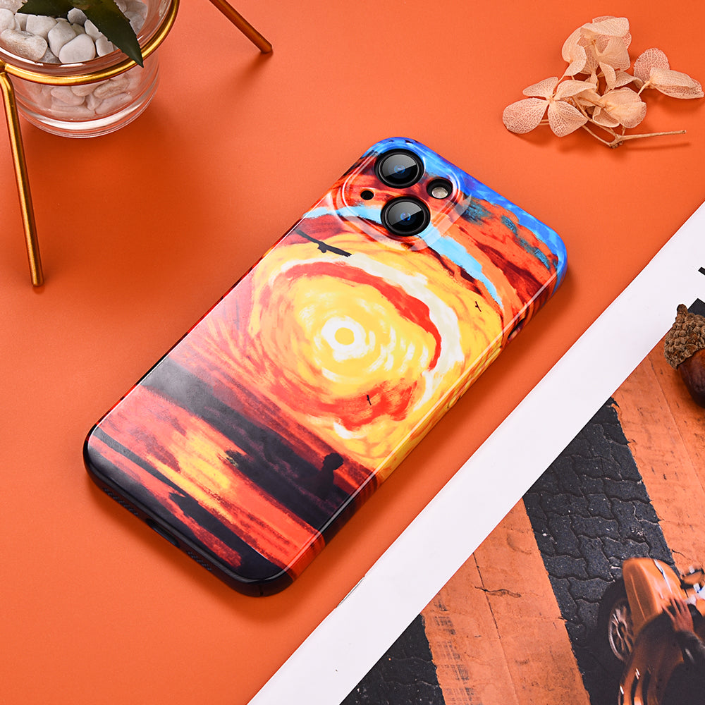 For iPhone 13 Sunset Pattern Printing Phone Case Anti-scratch PC Phone Cover