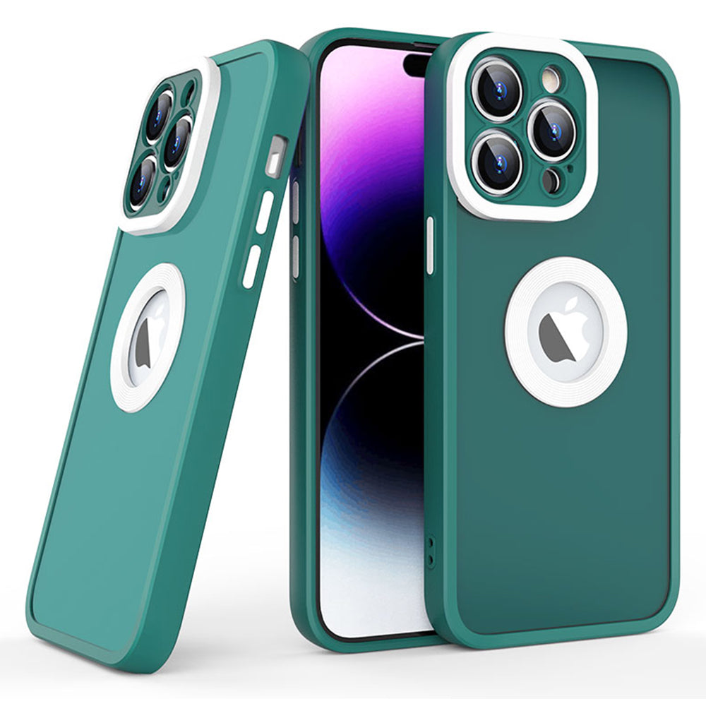 Slim Case for iPhone 14 Pro Max Skin-Touch Soft TPU PC Phone Case (Round Hollow Show Phone's Logo)