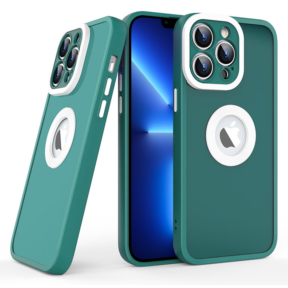 Soft TPU PC Case for iPhone 13 Pro 6.1 inch Case Skin-Touch Slim Phone Cover (Round Hollow Show Phone's Logo)