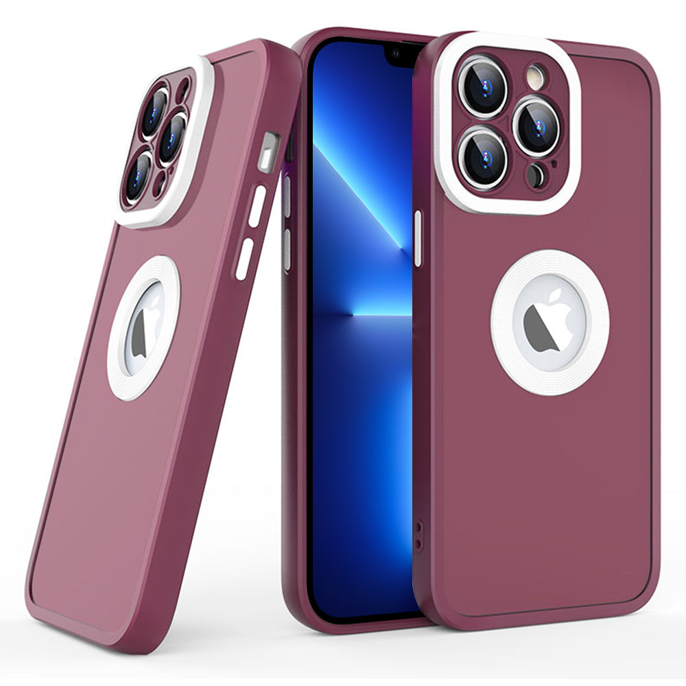 Soft TPU PC Case for iPhone 13 Pro 6.1 inch Case Skin-Touch Slim Phone Cover (Round Hollow Show Phone's Logo)