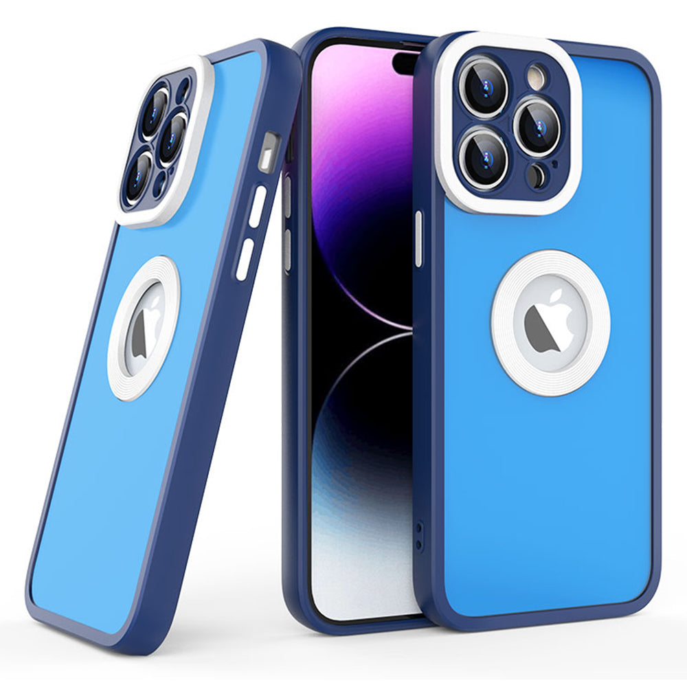 Protective Case for iPhone 14 Pro Skin-Touch Slim Case Soft TPU PC Phone Cover (Round Hollow Show Phone's Logo)