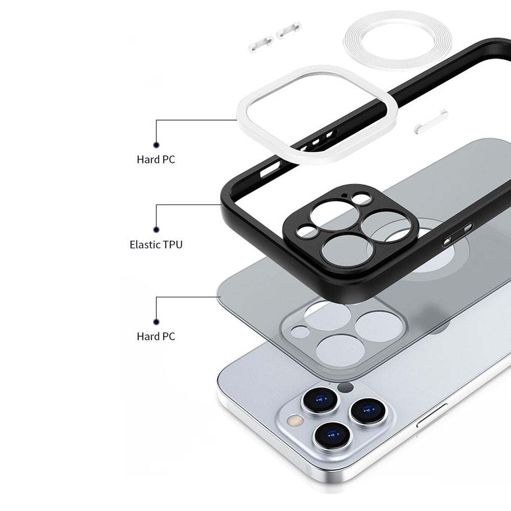 Protective Case for iPhone 14 Pro Skin-Touch Slim Case Soft TPU PC Phone Cover (Round Hollow Show Phone's Logo)