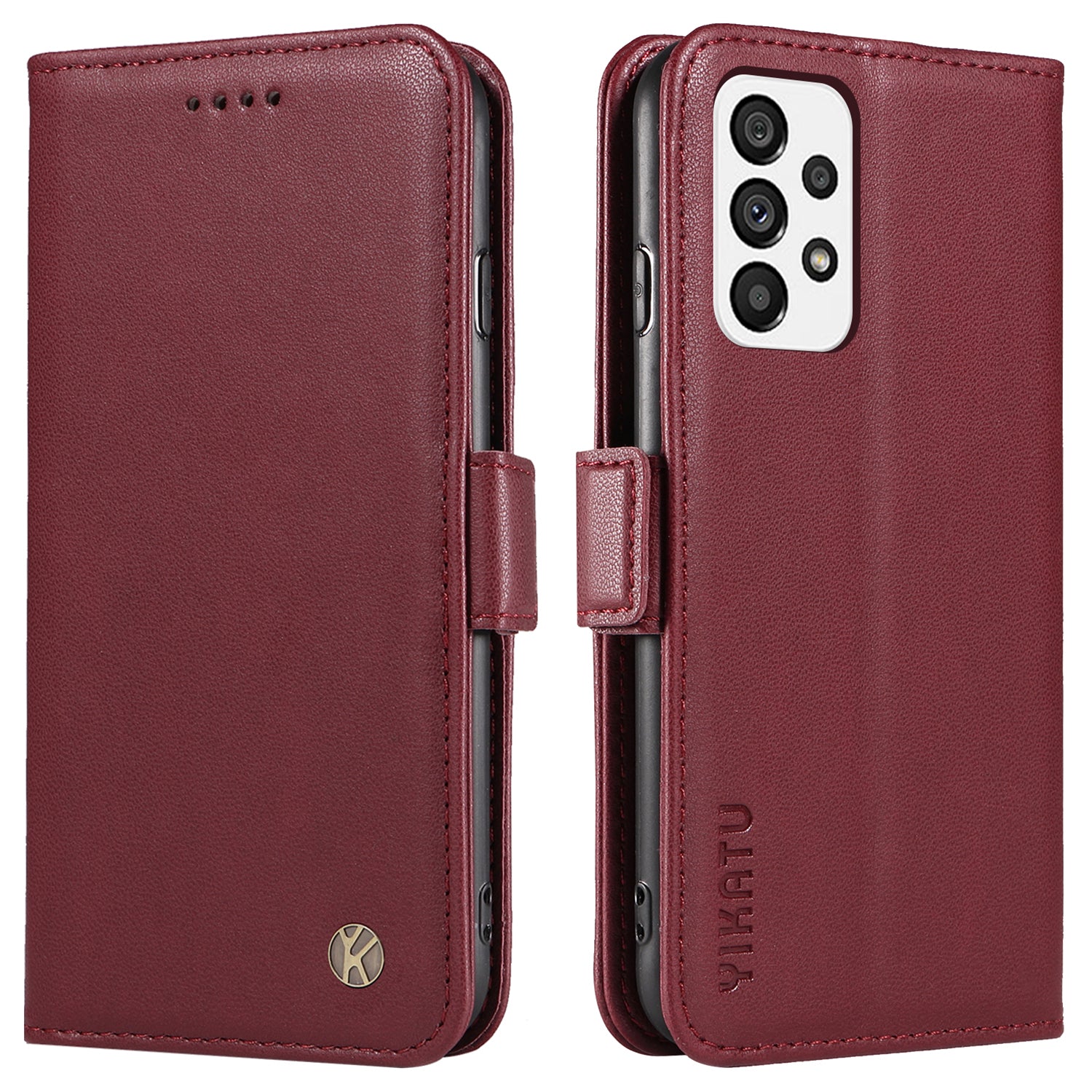 YIKATU YK-003 For Samsung Galaxy A73 5G Wallet Phone Case Stand Magnetic Closure Matte TPU PU Leather Cover