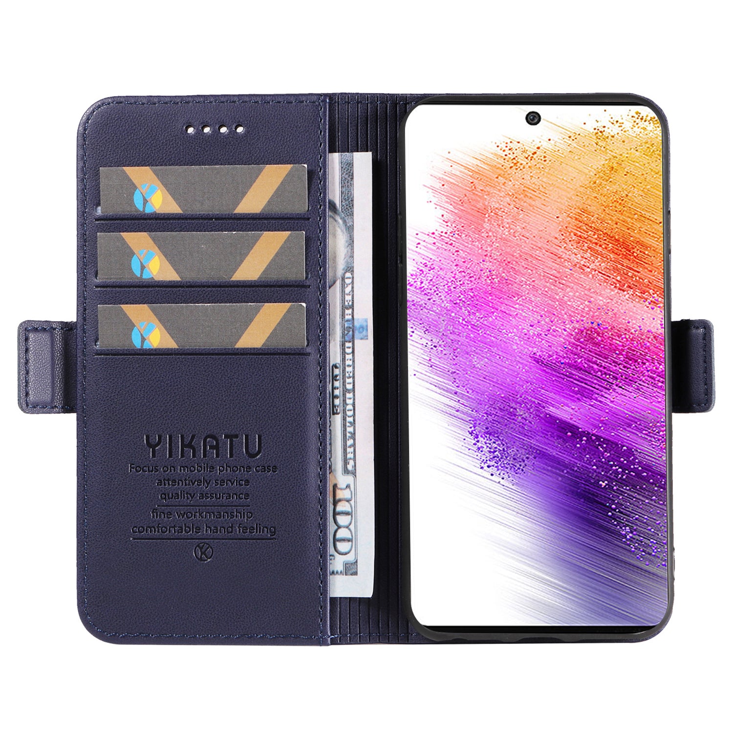 YIKATU YK-003 For Samsung Galaxy A73 5G Wallet Phone Case Stand Magnetic Closure Matte TPU PU Leather Cover