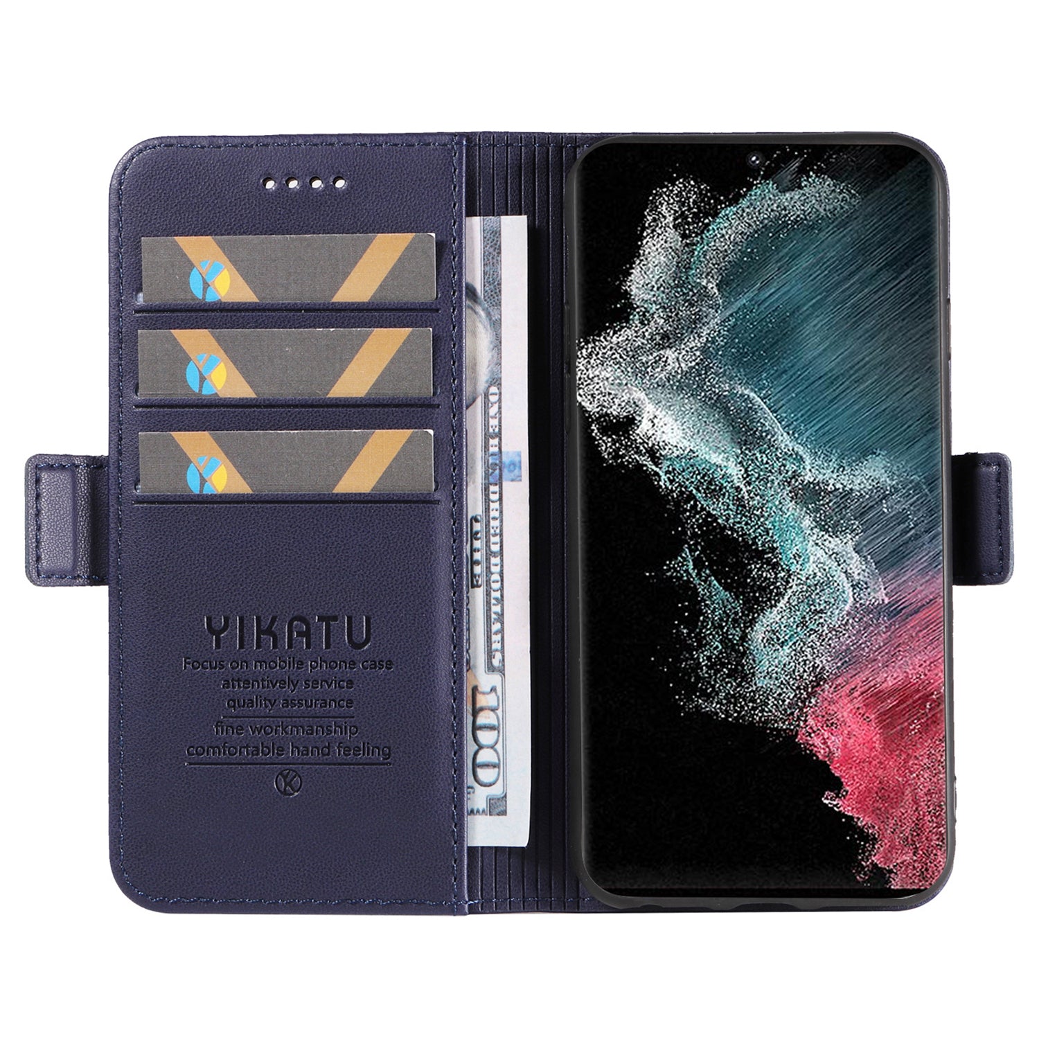 YIKATU YK-003 PU kožené pouzdro na telefon pro Samsung Galaxy S22 Ultra 5G peněženkové pouzdro na telefon magnetický kryt