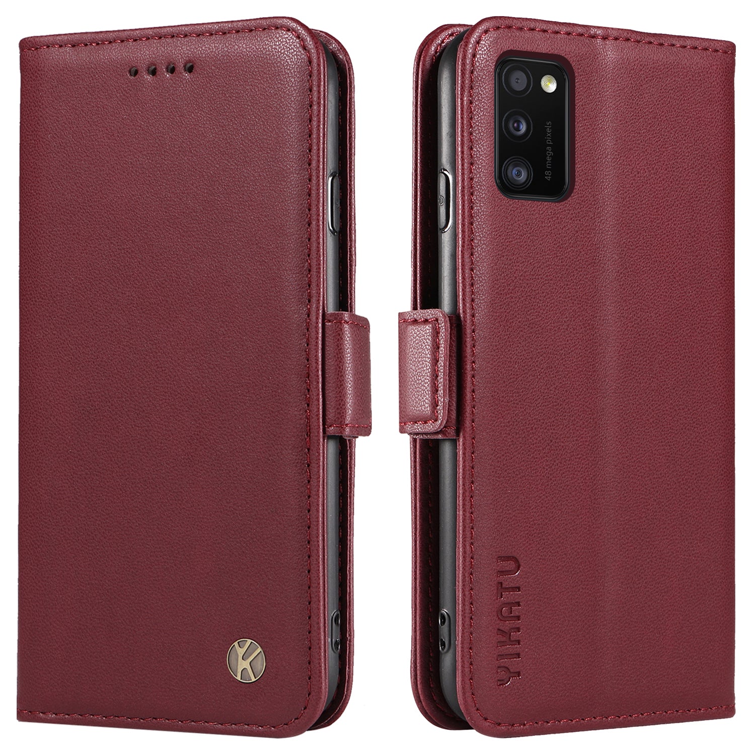 YIKATU YK-003 Leather Phone Shell for Samsung Galaxy A41 (Global Version) Wallet Case Stand Magnetic Anti-fall Cover