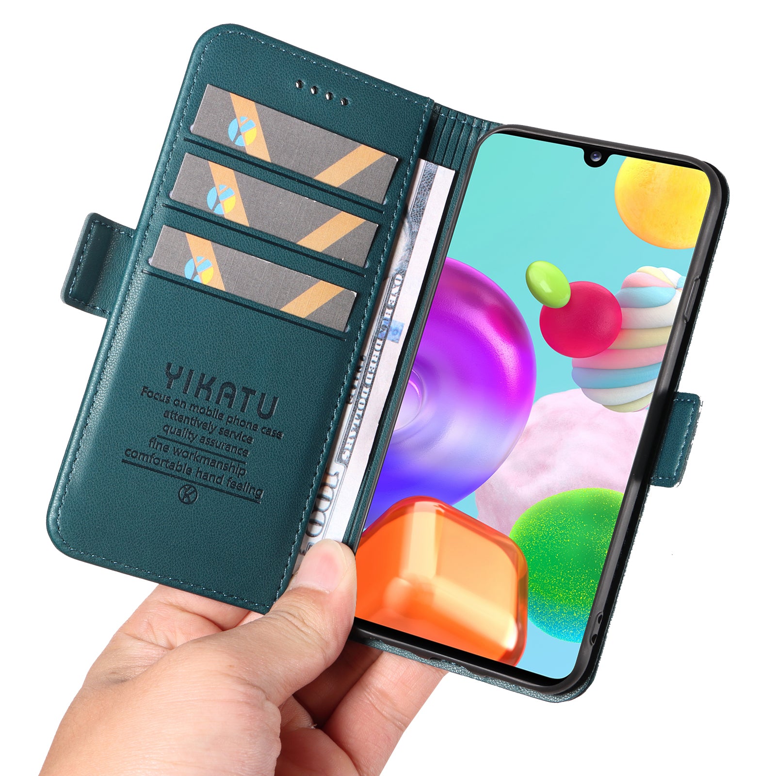 YIKATU YK-003 Leather Phone Shell for Samsung Galaxy A41 (Global Version) Wallet Case Stand Magnetic Anti-fall Cover