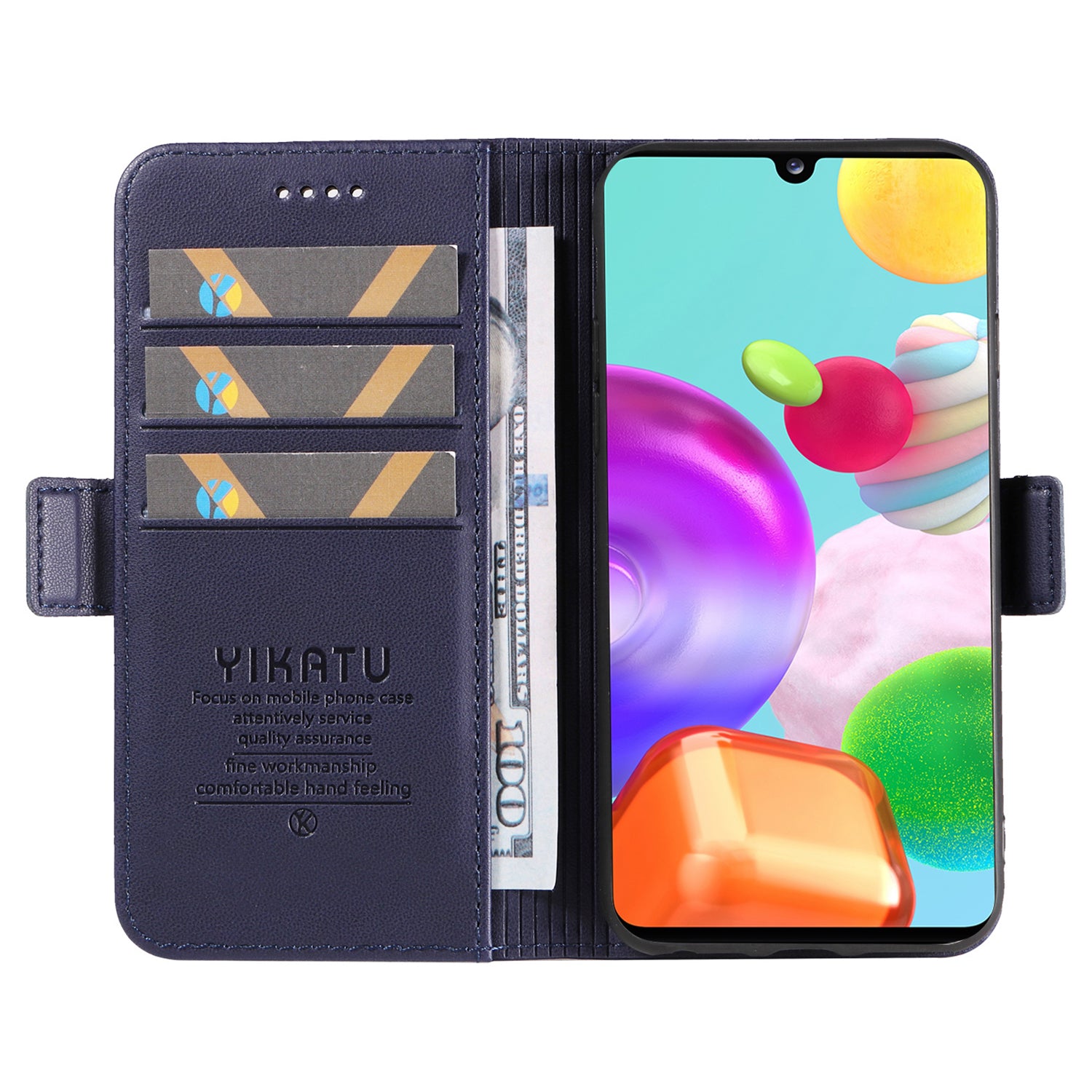 YIKATU YK-003 Leather Phone Shell for Samsung Galaxy A41 (Global Version) Wallet Case Stand Magnetic Anti-fall Cover