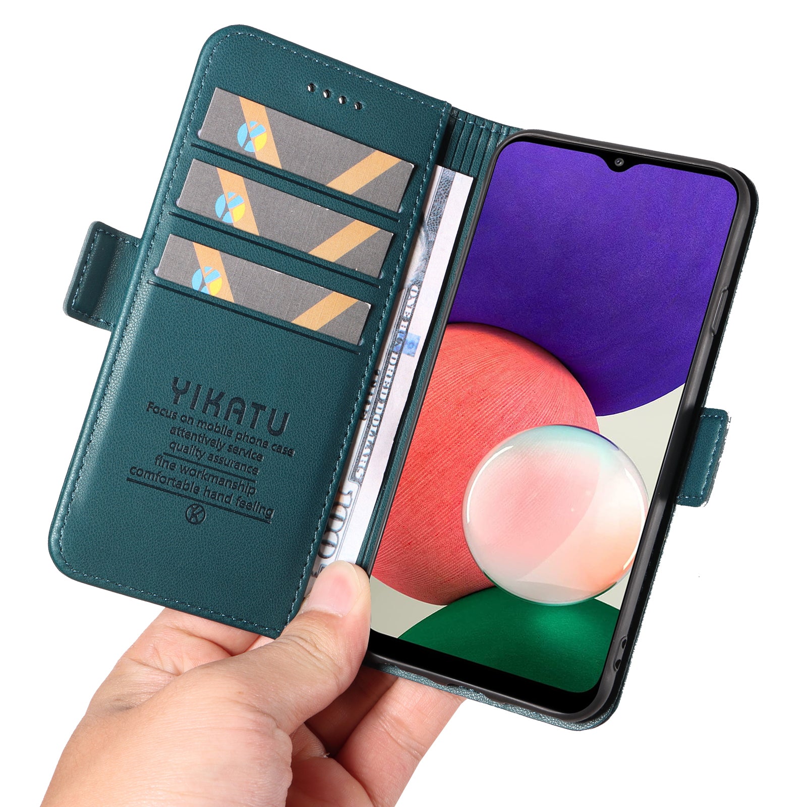 YIKATU YK-003 For Samsung Galaxy A72 4G / 5G Stand Magnetic Cover Leather Phone Shell Wallet Case