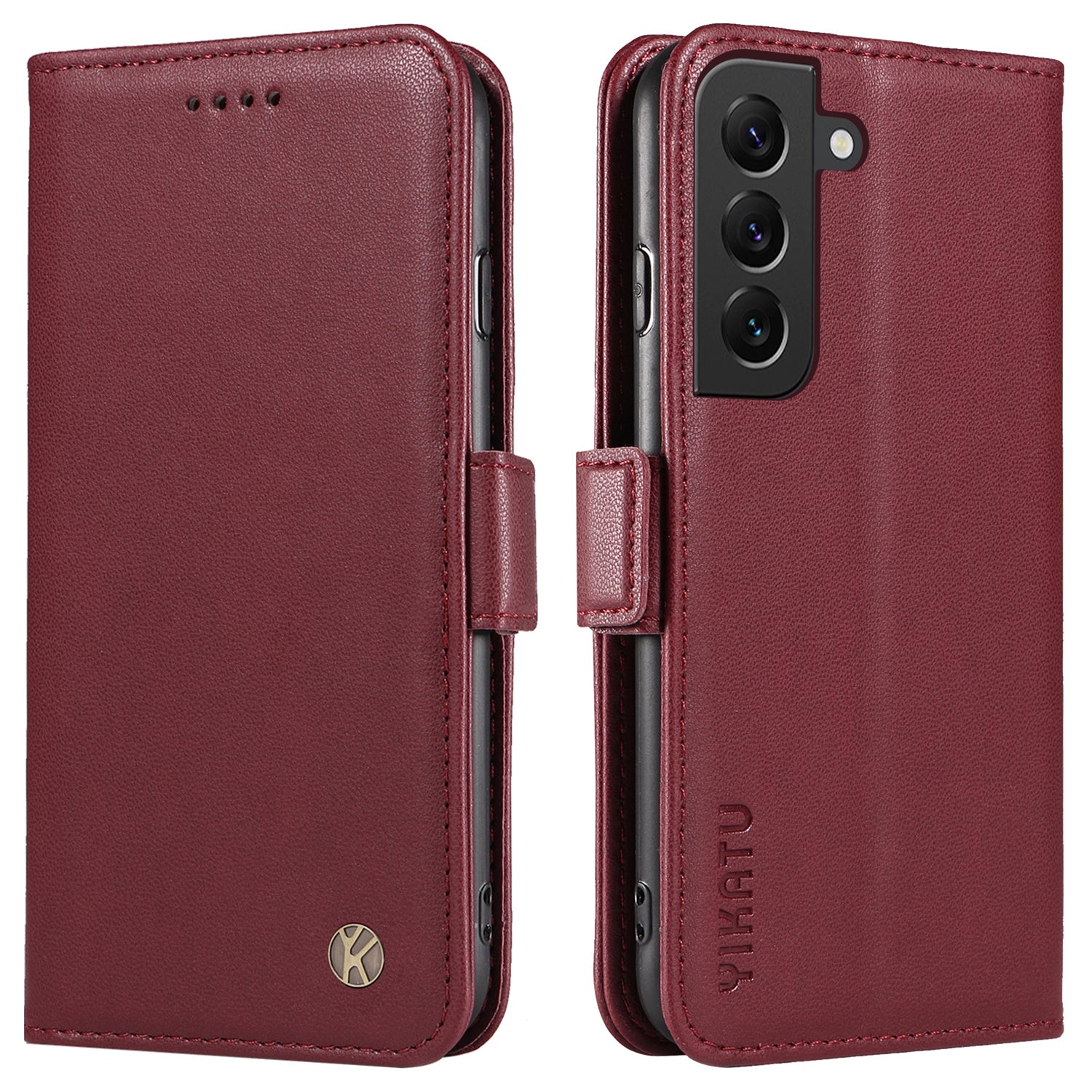 YIKATU YK-003 PU Leather Flip Cover for Samsung Galaxy S22 5G Case Anti-Drop Phone Shell with Wallet