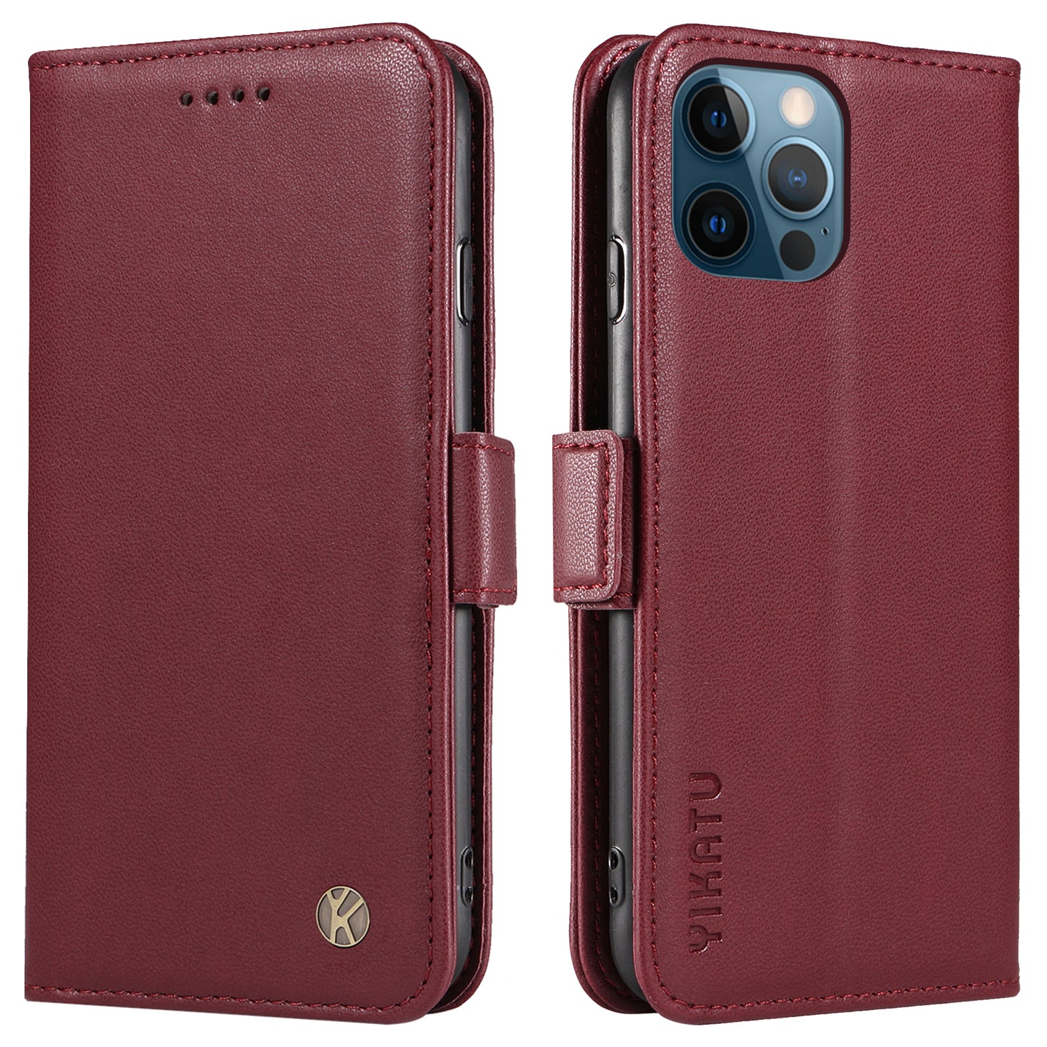 YIKATU YK-003 Phone Shell for iPhone 12 Pro Max 6.7 inch Wallet Phone Case Leather Flip Cover
