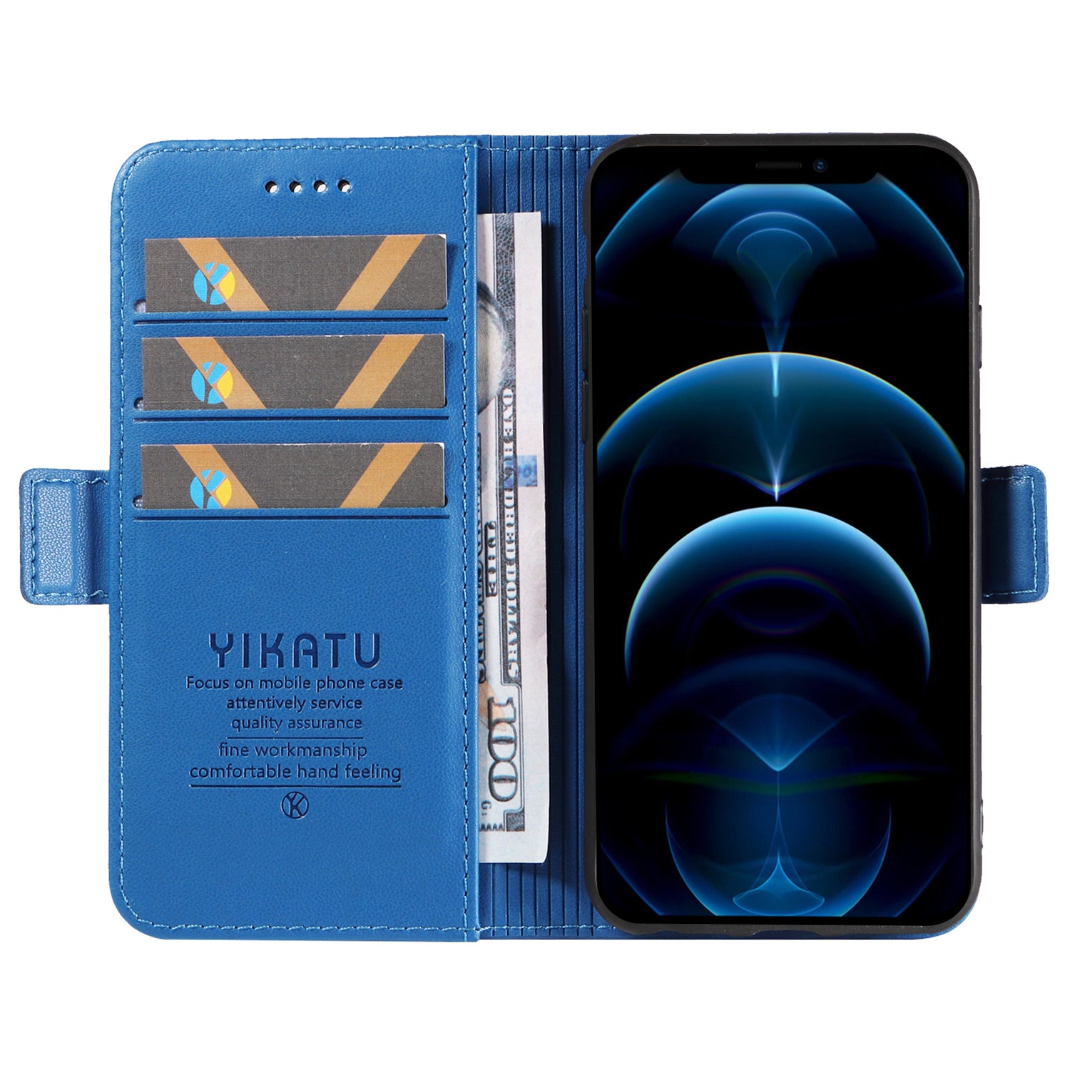 YIKATU YK-003 Phone Shell for iPhone 12 Pro Max 6.7 inch Wallet Phone Case Leather Flip Cover