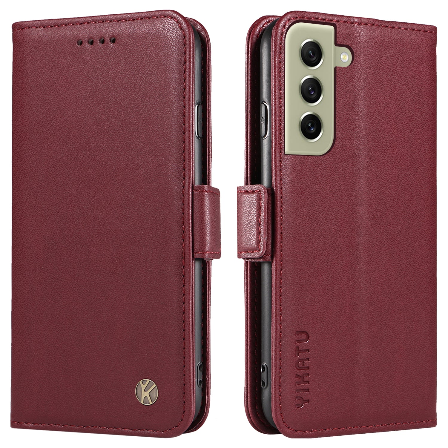 YIKATU YK-003 pro Samsung Galaxy S21 FE 5G Flip Cover odolný proti poškrábání PU kožený stojánek Peněženka na telefon