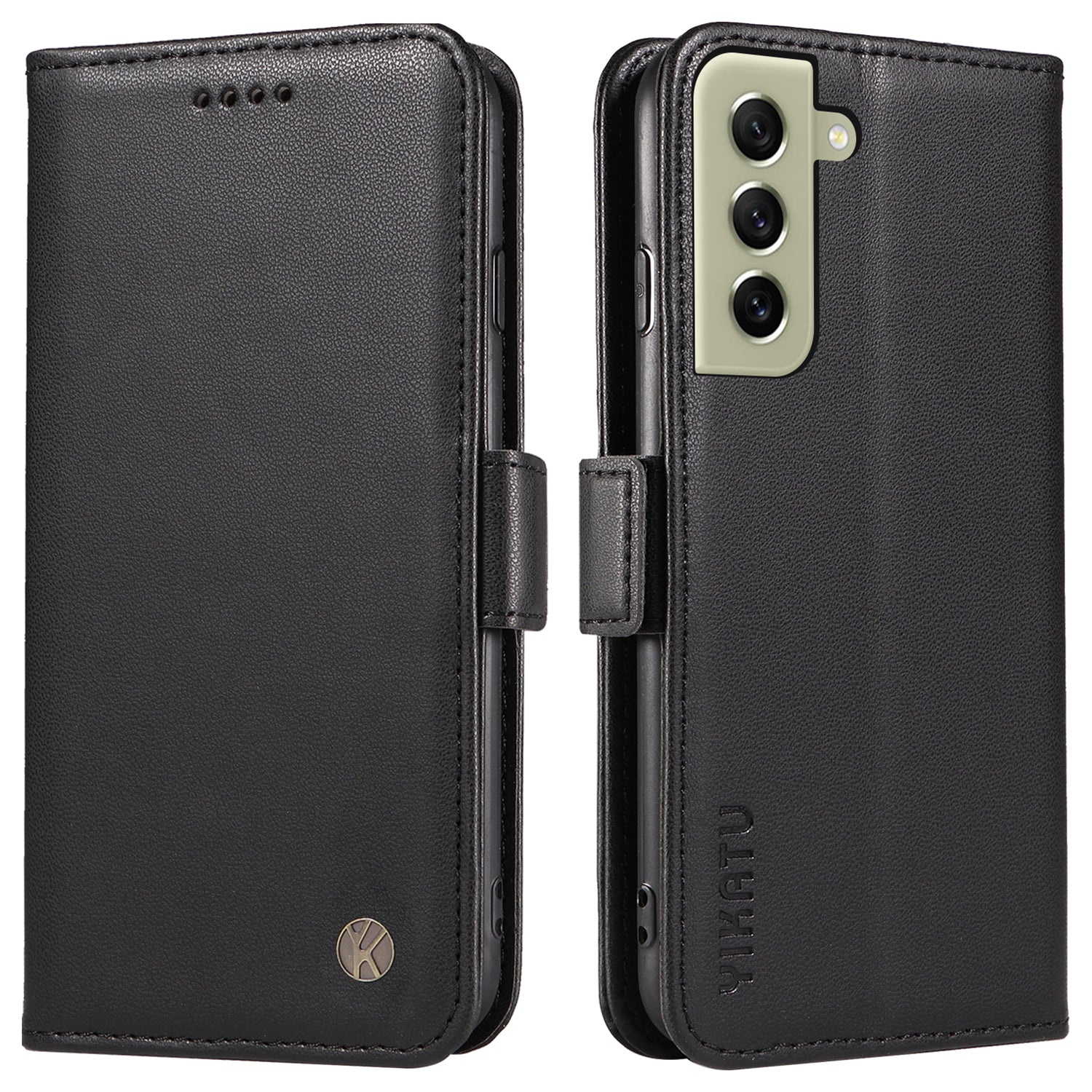 YIKATU YK-003 pro Samsung Galaxy S21 FE 5G Flip Cover odolný proti poškrábání PU kožený stojánek Peněženka na telefon