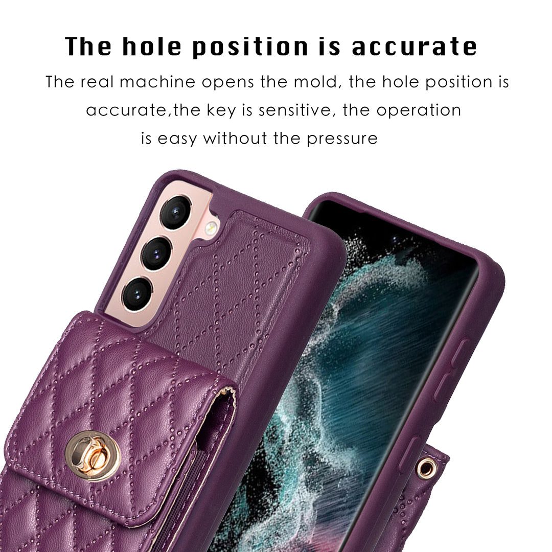 BF20 For Samsung Galaxy S21 4G / 5G PU Leather Coated TPU Case Phone Cover with Card Holder and Strap