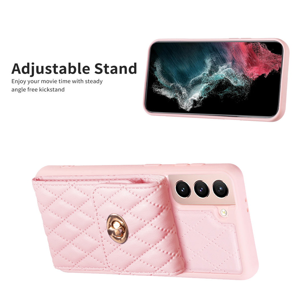 BF20 For Samsung Galaxy S21 4G / 5G PU Leather Coated TPU Case Phone Cover with Card Holder and Strap