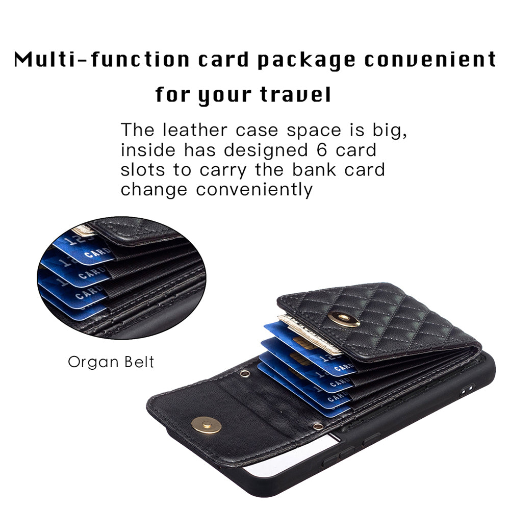 BF20 Anti-drop Phone Cover for Samsung Galaxy S22 5G PU Leather Coated TPU Case with Card Holder and Strap