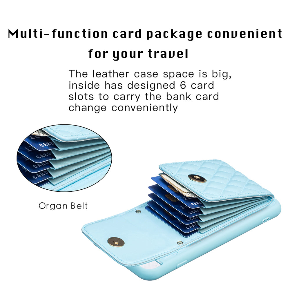 BF20 Card Holder Anti-drop Cover for iPhone 6 Plus/7 Plus/8 Plus/6s Plus 5.5 inch PU Leather Coated TPU Case with Strap