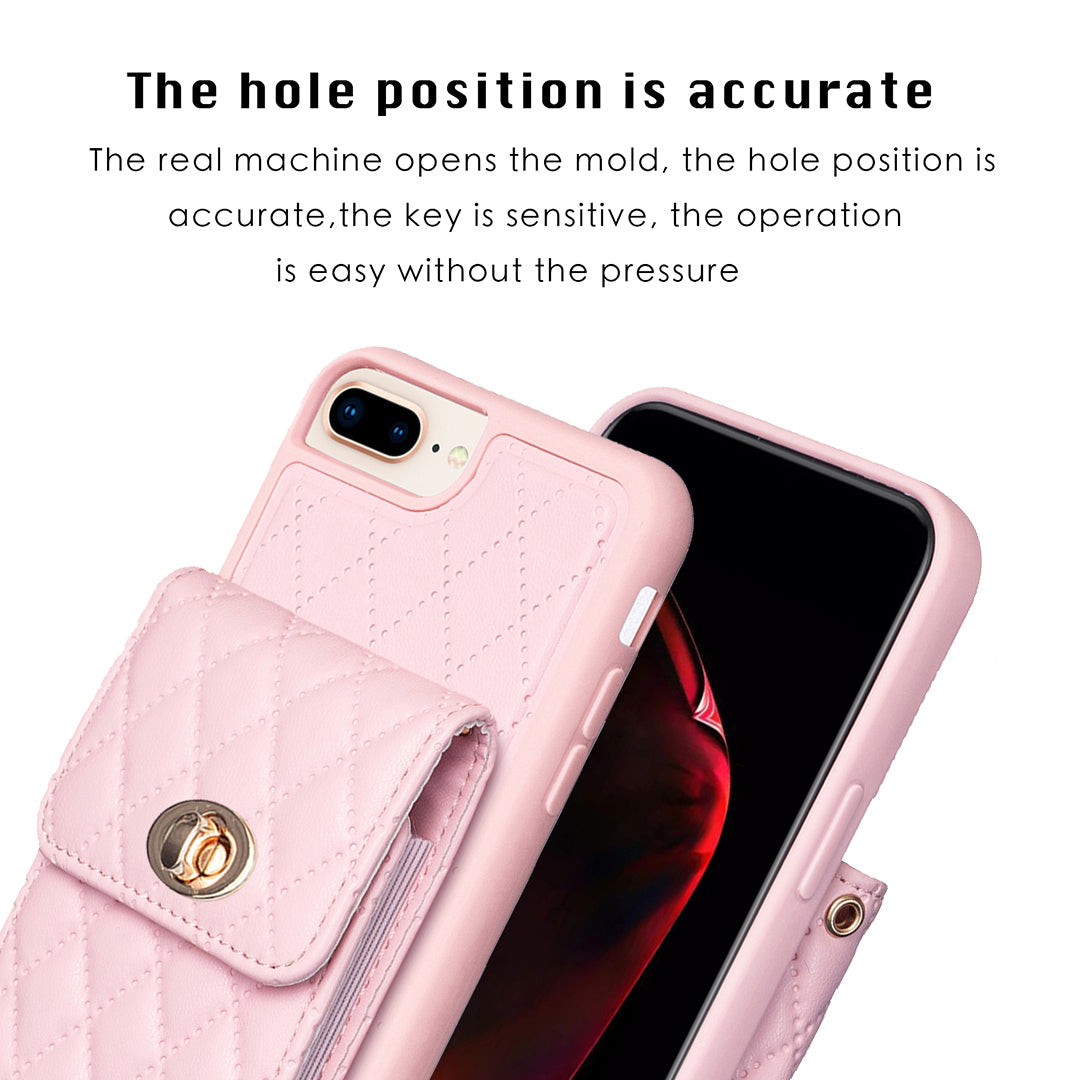 BF20 Card Holder Anti-drop Cover for iPhone 6 Plus/7 Plus/8 Plus/6s Plus 5.5 inch PU Leather Coated TPU Case with Strap