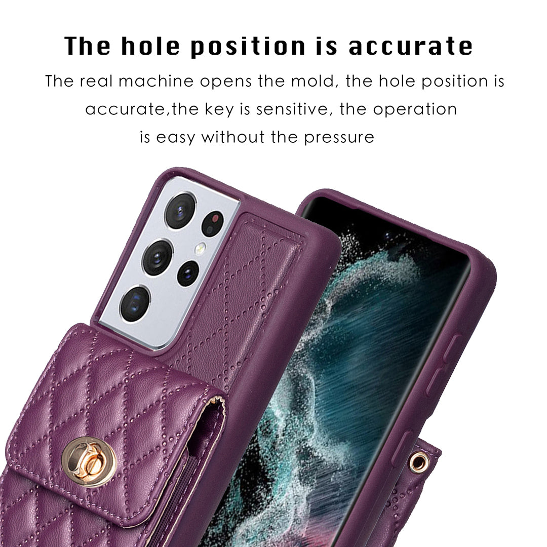 BF20 for Samsung Galaxy S21 Ultra 5G PU Leather Coated TPU Phone Cover Card Holder Shockproof Case