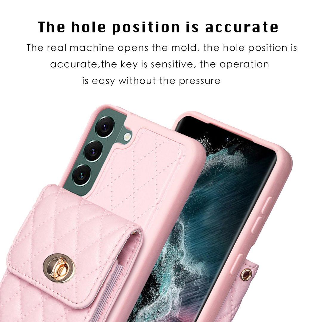 BF20 for Samsung Galaxy S22 5G Card Holder Shockproof Case PU Leather Coated TPU Phone Cover