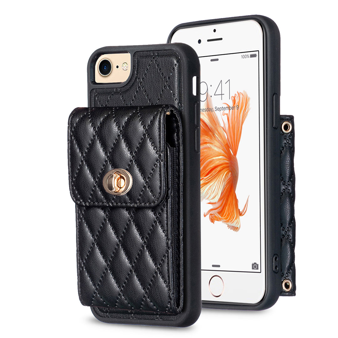 BF20 Anti-drop Case for iPhone 6/6s/7/8 4.7-inch PU Leather Coated TPU Phone Cover with Card Holder