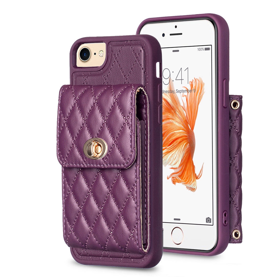BF20 Anti-drop Case for iPhone 6/6s/7/8 4.7-inch PU Leather Coated TPU Phone Cover with Card Holder
