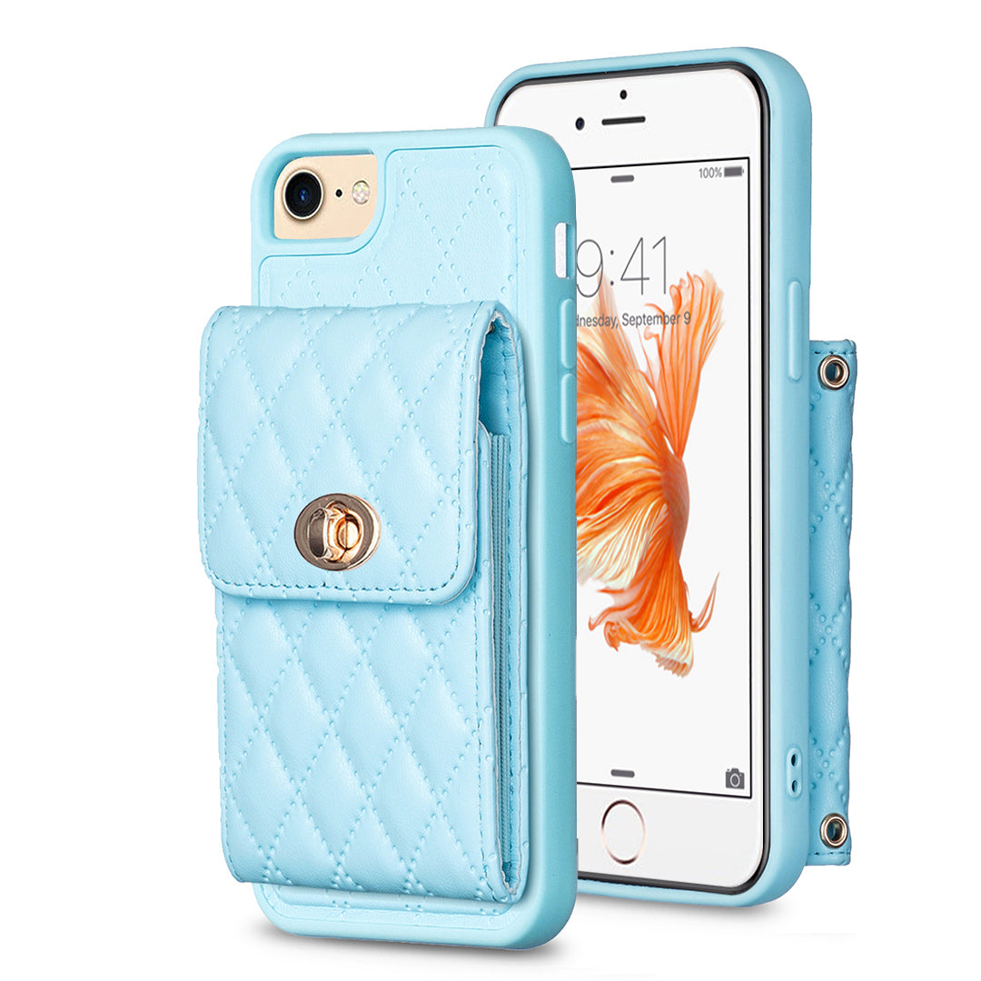 BF20 Anti-drop Case for iPhone 6/6s/7/8 4.7-inch PU Leather Coated TPU Phone Cover with Card Holder