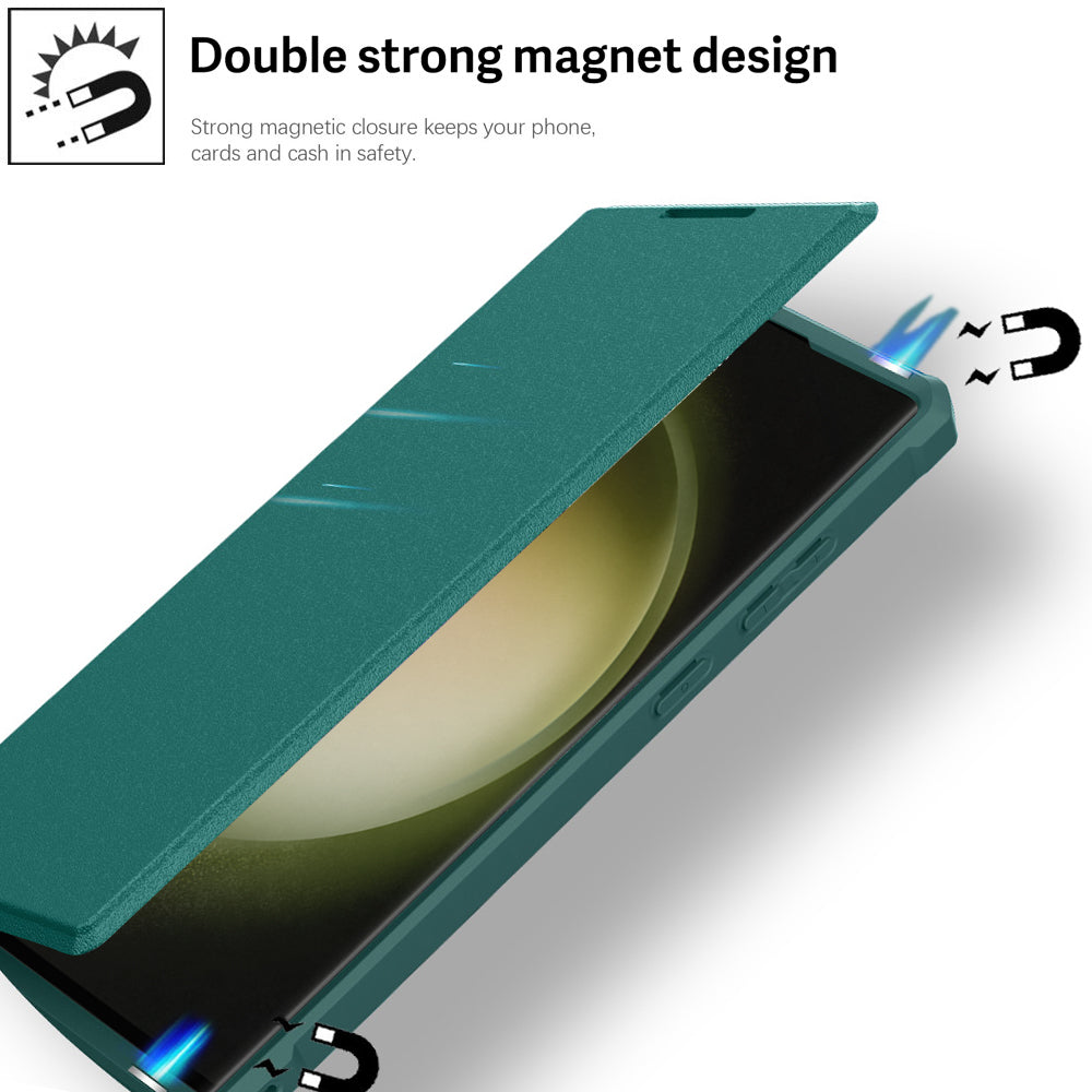 Til Samsung Galaxy S23 Ultra Stand Kortholder Telefon Case Læder TPU PC Telefon Cover 