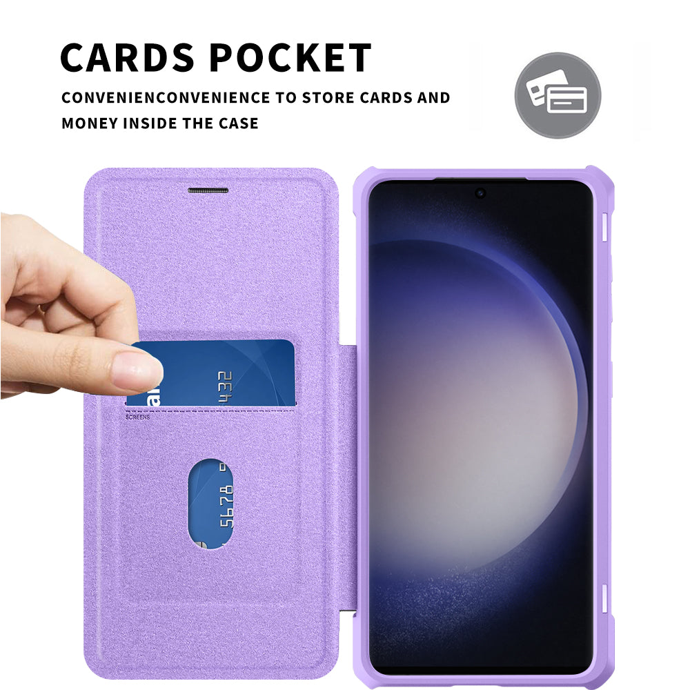 For Samsung Galaxy S23 Phone Stand Case Card Holder PU Leather TPU PC Smartphone Cover