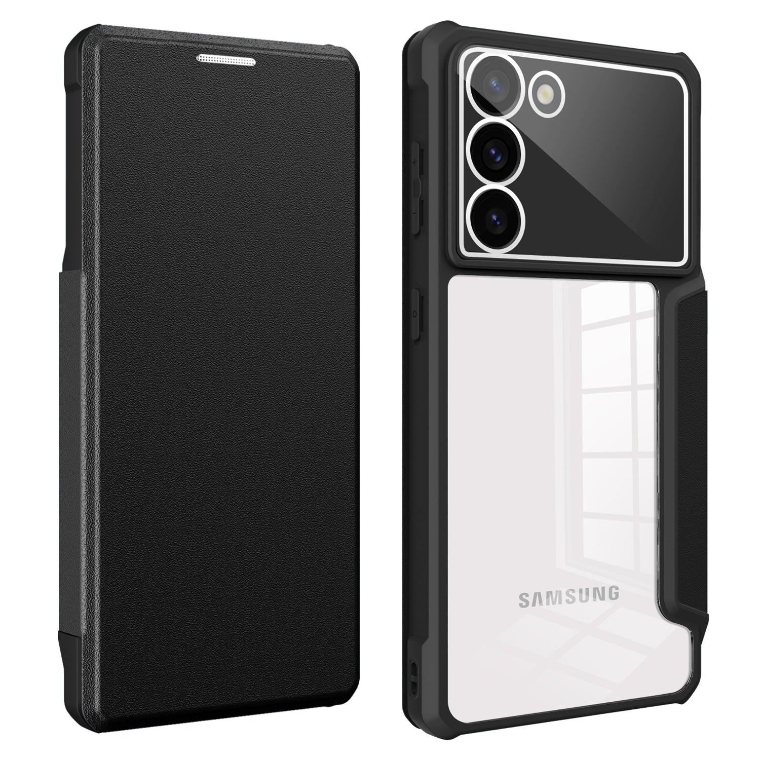For Samsung Galaxy S23 Phone Stand Case Card Holder PU Leather TPU PC Smartphone Cover