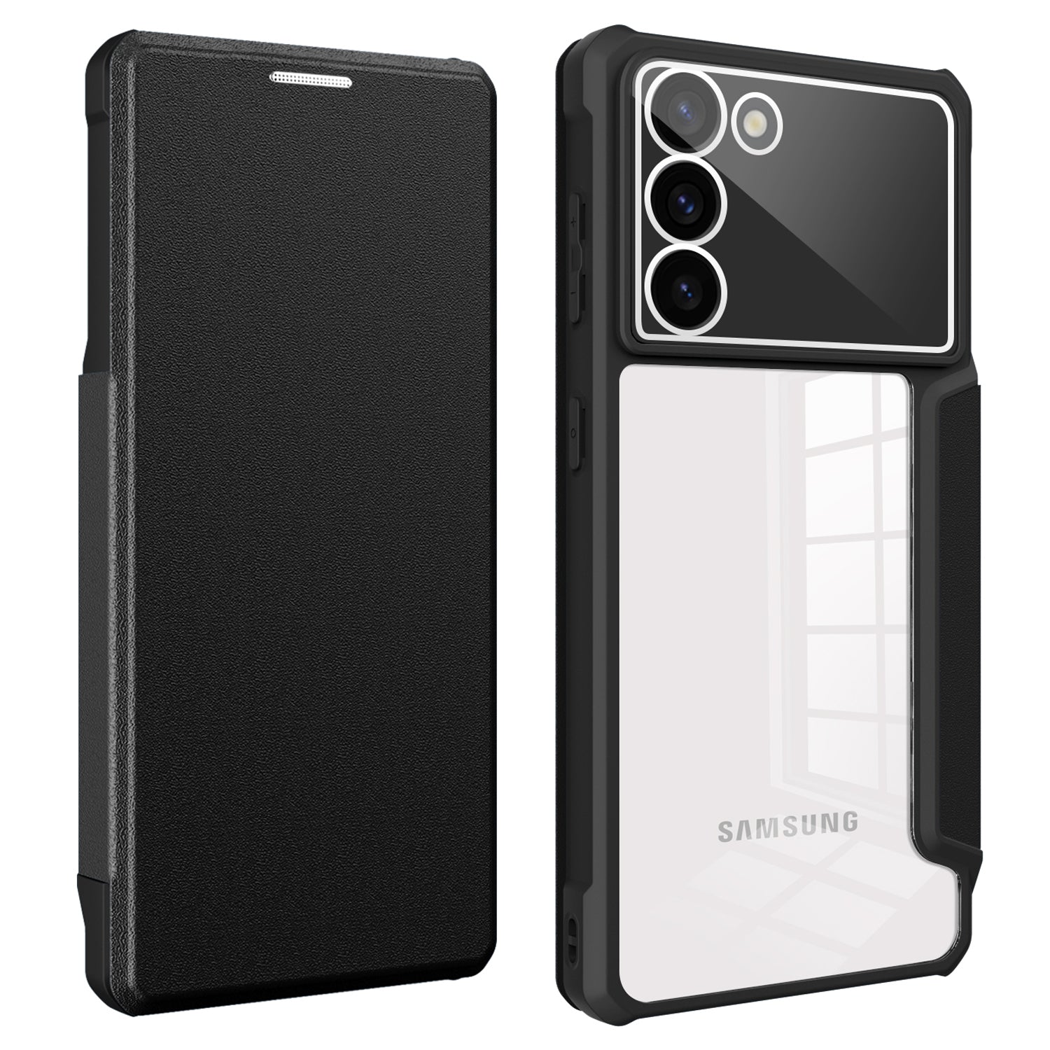 For Samsung Galaxy S23 Card Holder Phone Case PU Leather TPU PC Phone Stand Cover